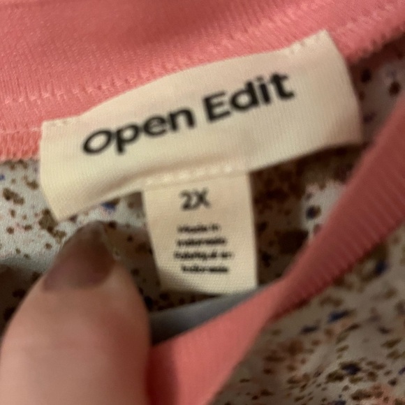 Open Edit Floral Long Sleeve Dress with Pink Accents - Picture 5 of 7